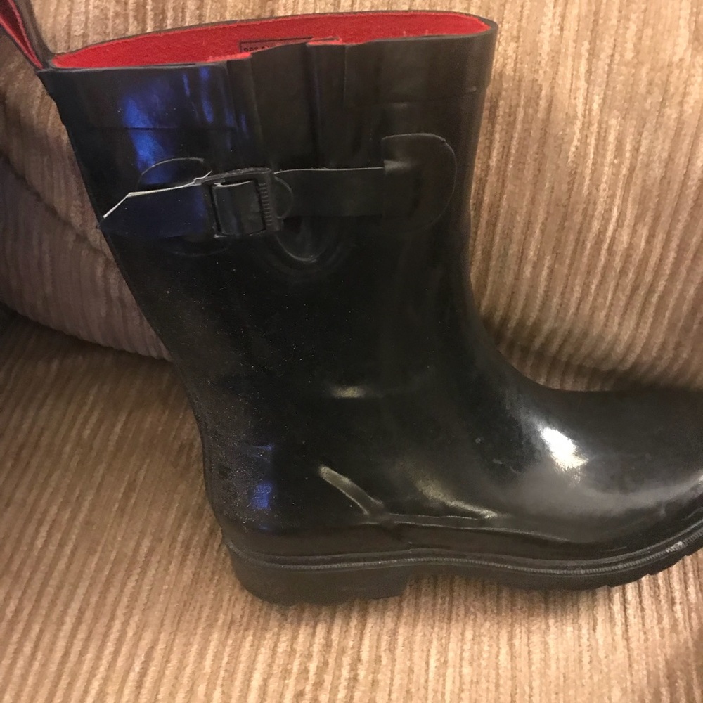Black rain boots